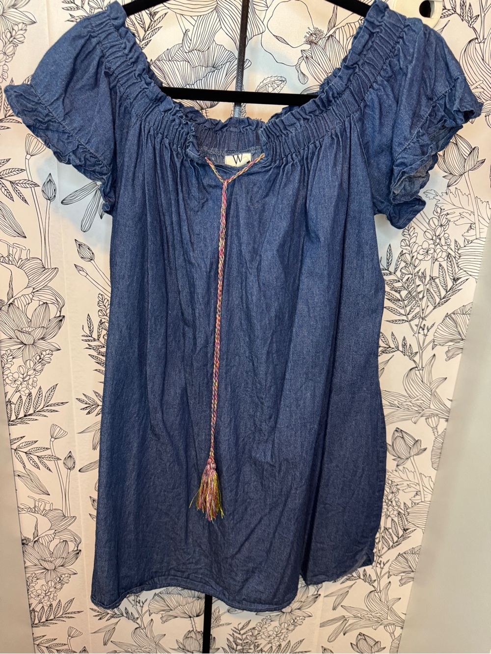 Wrapper Blue Off-Shoulder Peasant Tunic